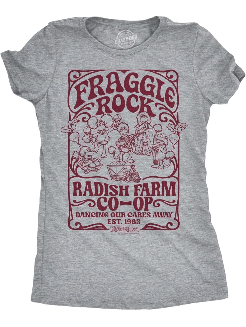 NWOT Crazy Dog T-Shirts Heather Gray Fraggle Rock Radish Farm Tee 3X C54